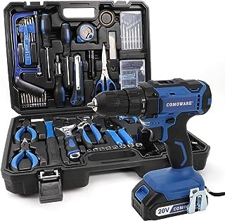 COMOWARE 120 Pcs Home Tool Kit with Drill, 20V Power Tool Combo Kits with 2.0 Ah Li-ion Battery & Charger, 25+1 Clutch - HD 

Photos